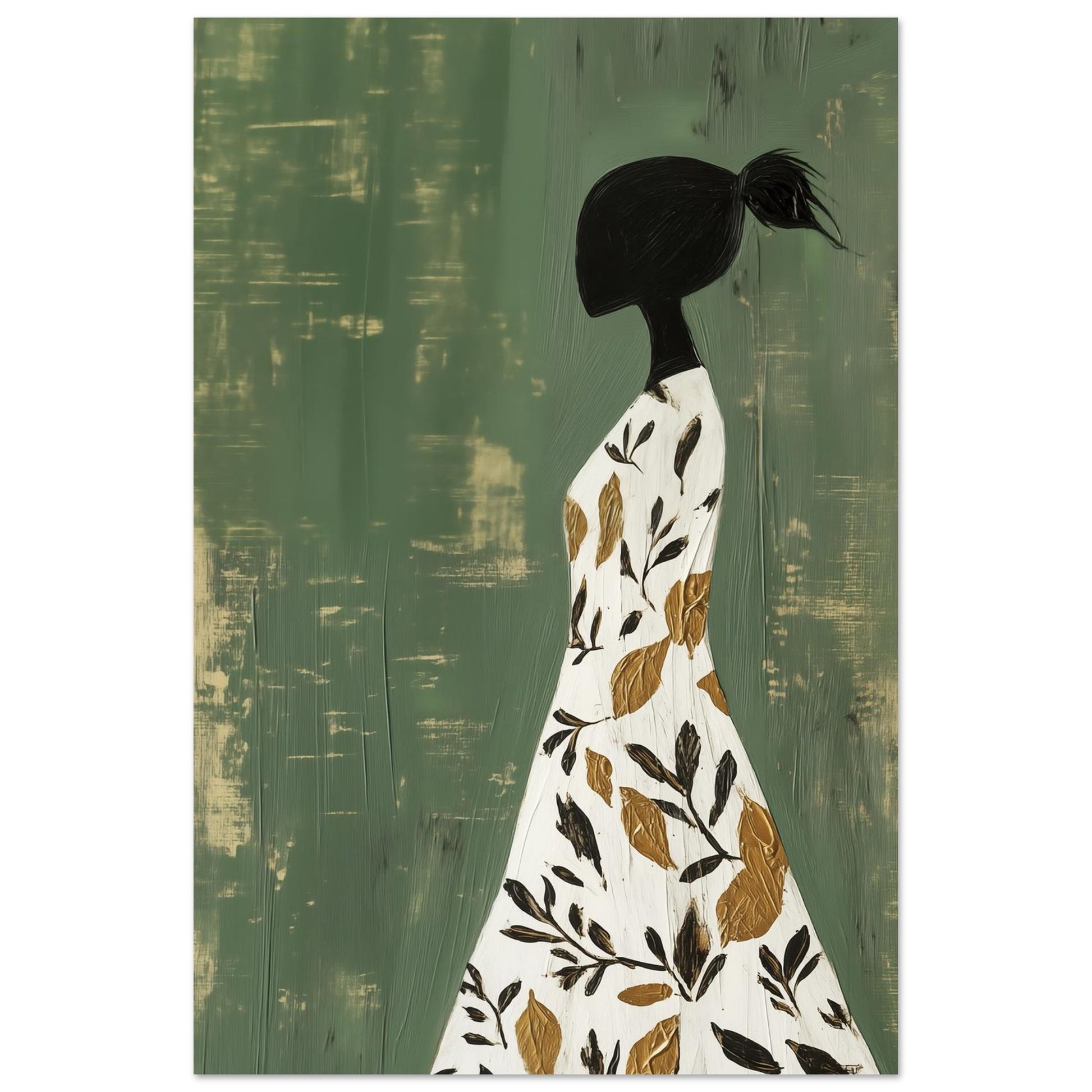 Botanical Grace – Minimalistisches Kunstwerk einer Frau - Pixara