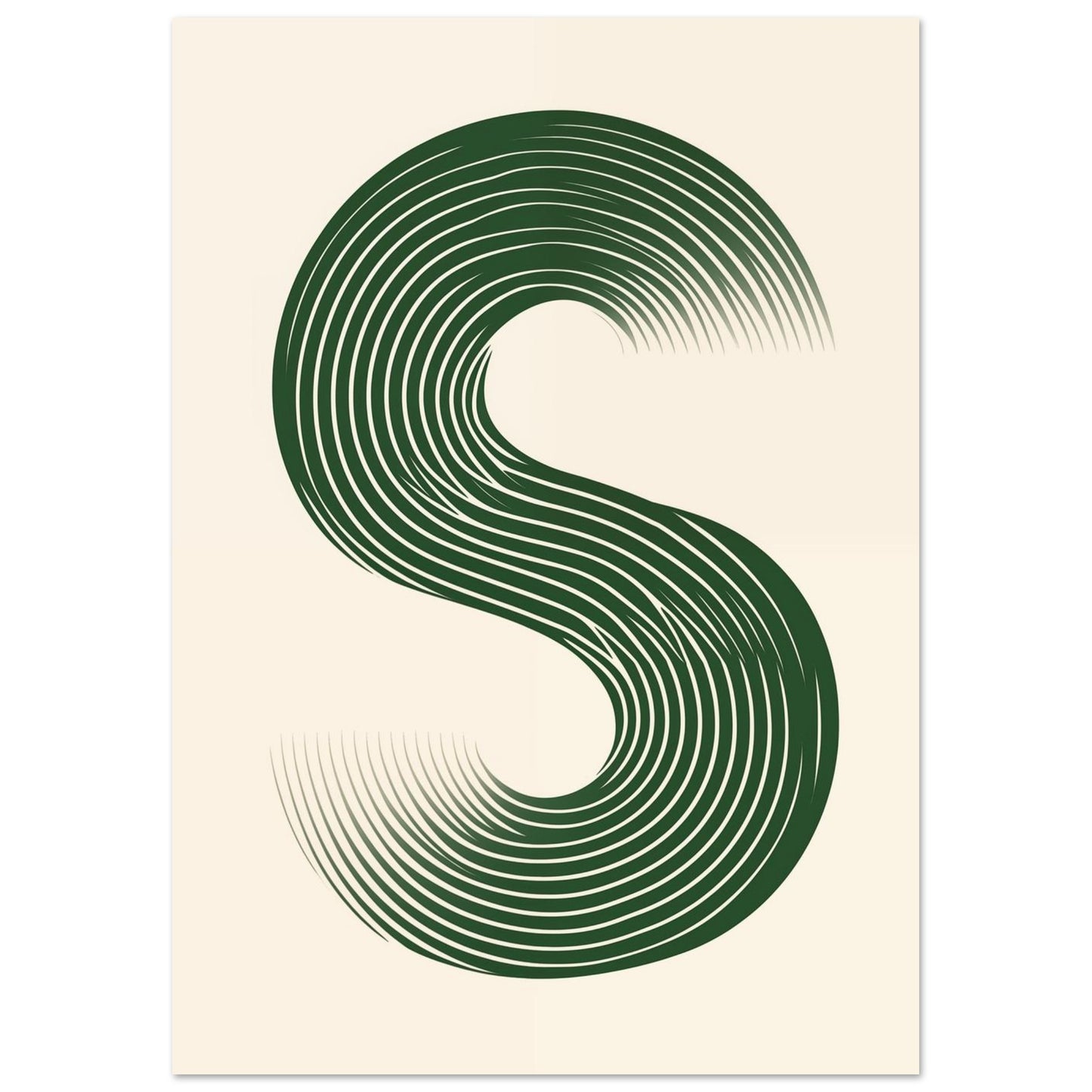 Minimalistisches S-Design in Grün und Weiß 21x29.7 cm - Pixara