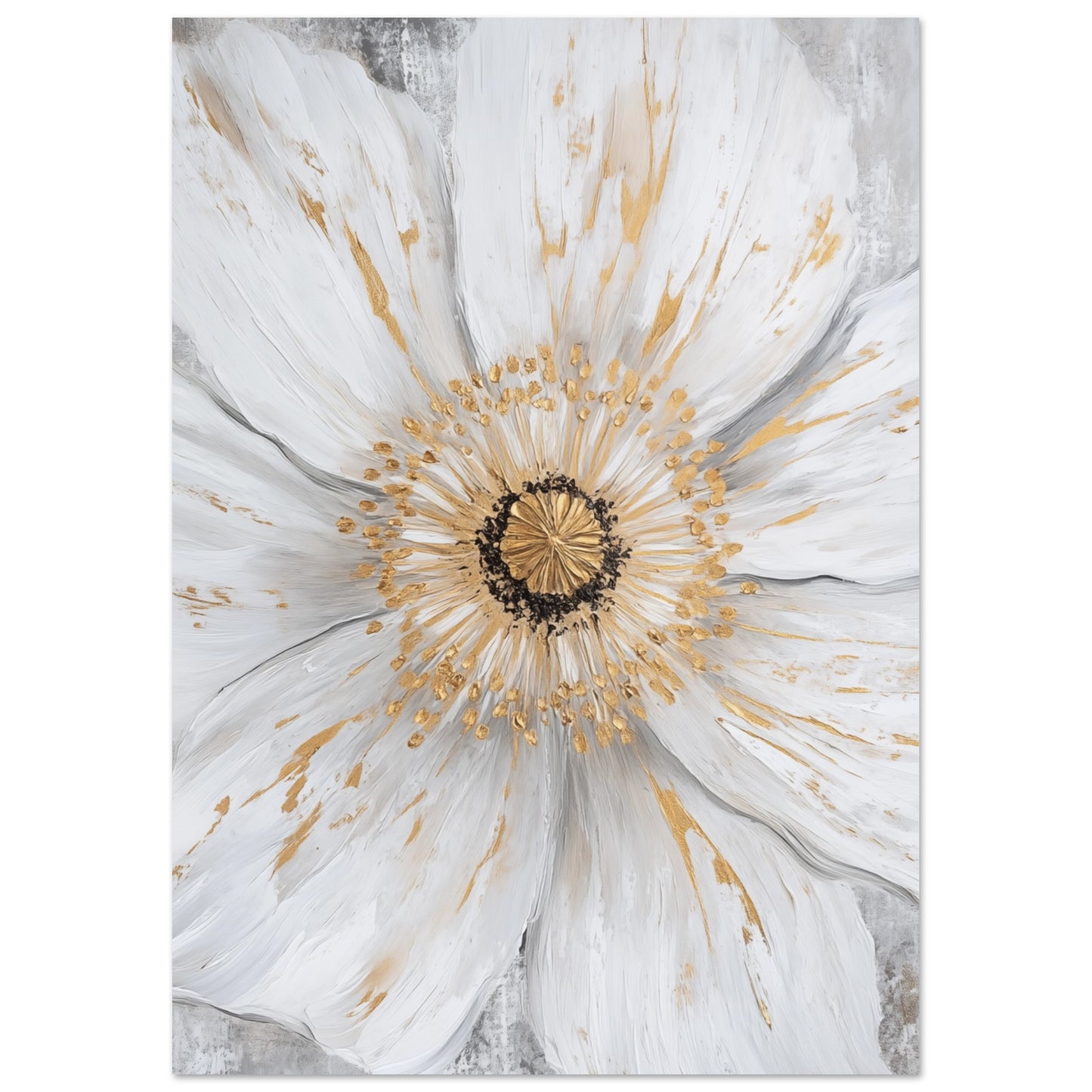 Weiße Blume mit goldenen Akzenten Poster A4 21x29.7 cm - Pixara