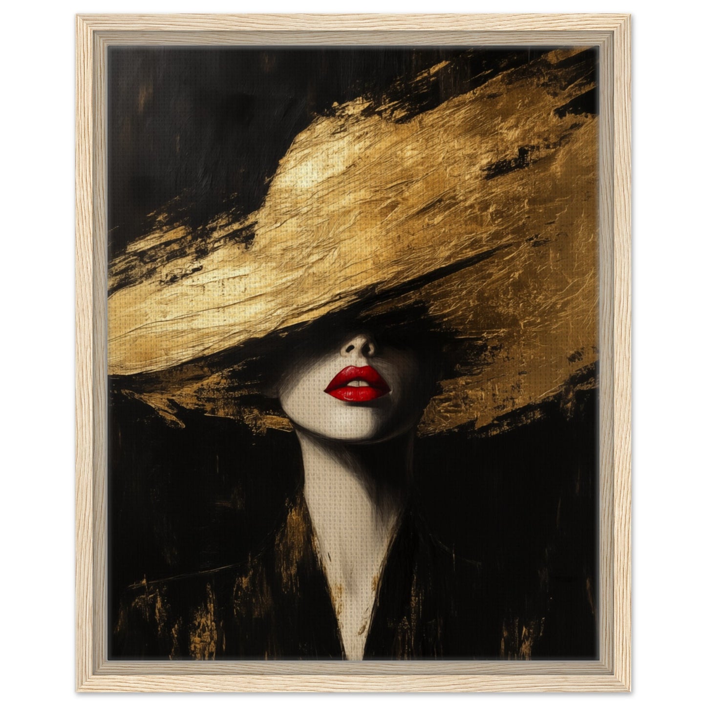 Goldene Eleganz | Gerahmte Leinwand Holzrahmen 40x50 cm - Pixara