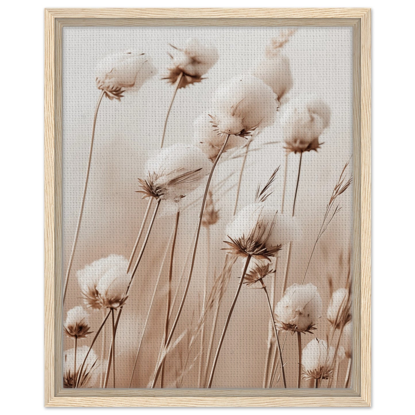Flauschige Baumwollblumen | Gerahmte Leinwand Holzrahmen 40x50 cm - Pixara