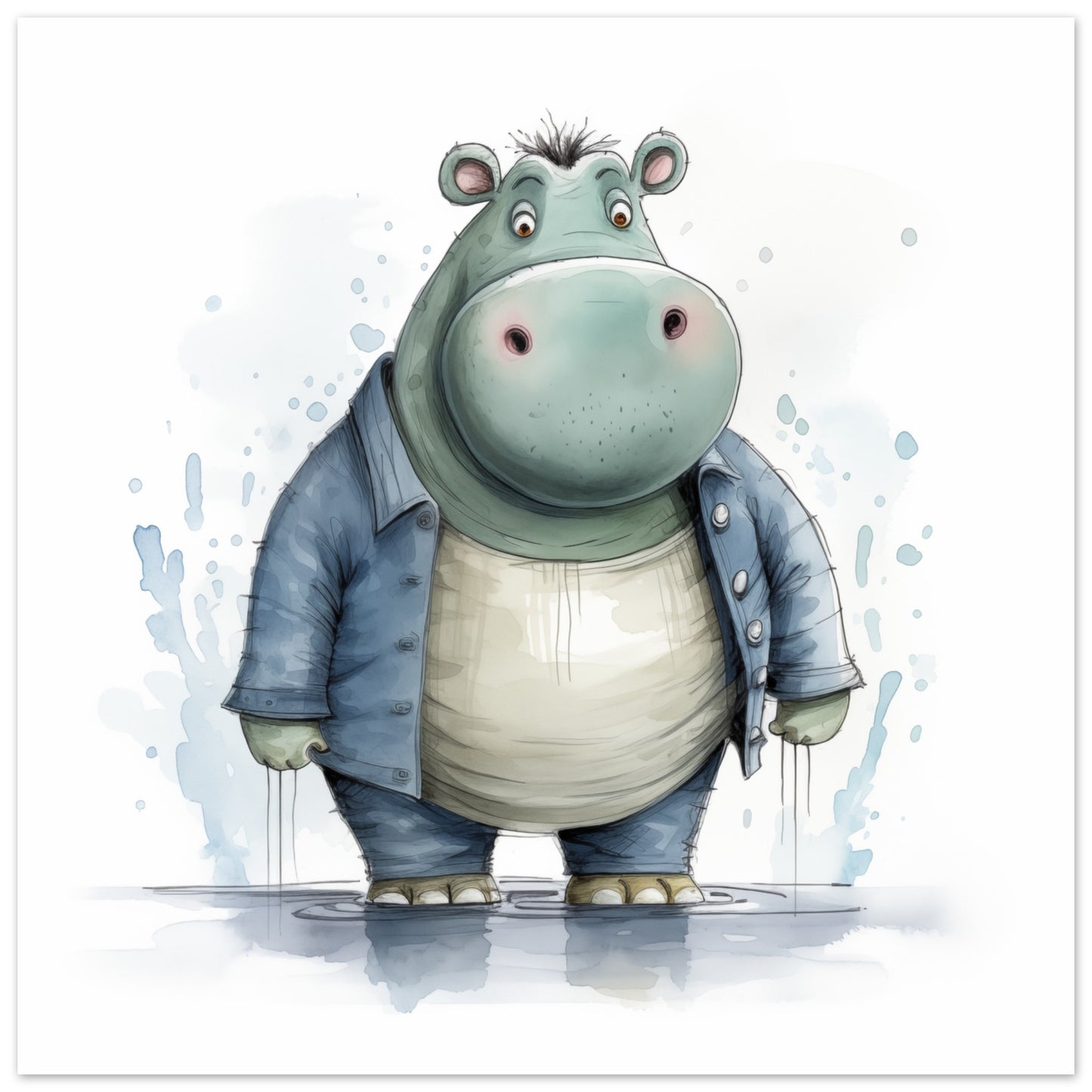 Nilpferd "Bernd" Poster 30x30 cm - Pixara