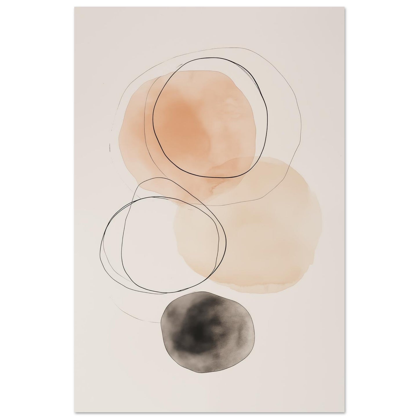 Balance der Kreise – Japandi Minimalismus Poster 60x90 cm - Pixara