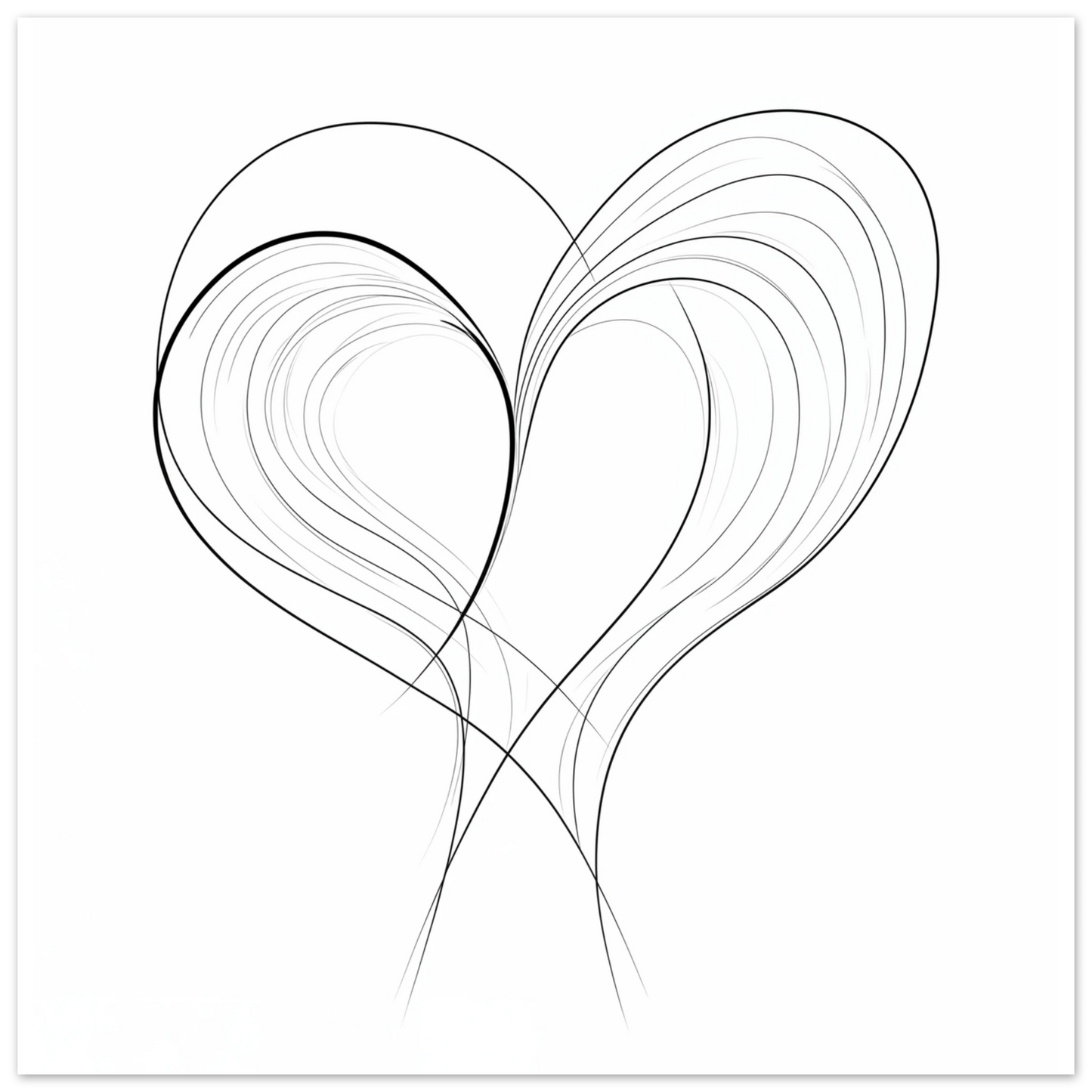 Fließende Liebe – Minimalistische Linienkunst Poster 40x40 cm - Pixara