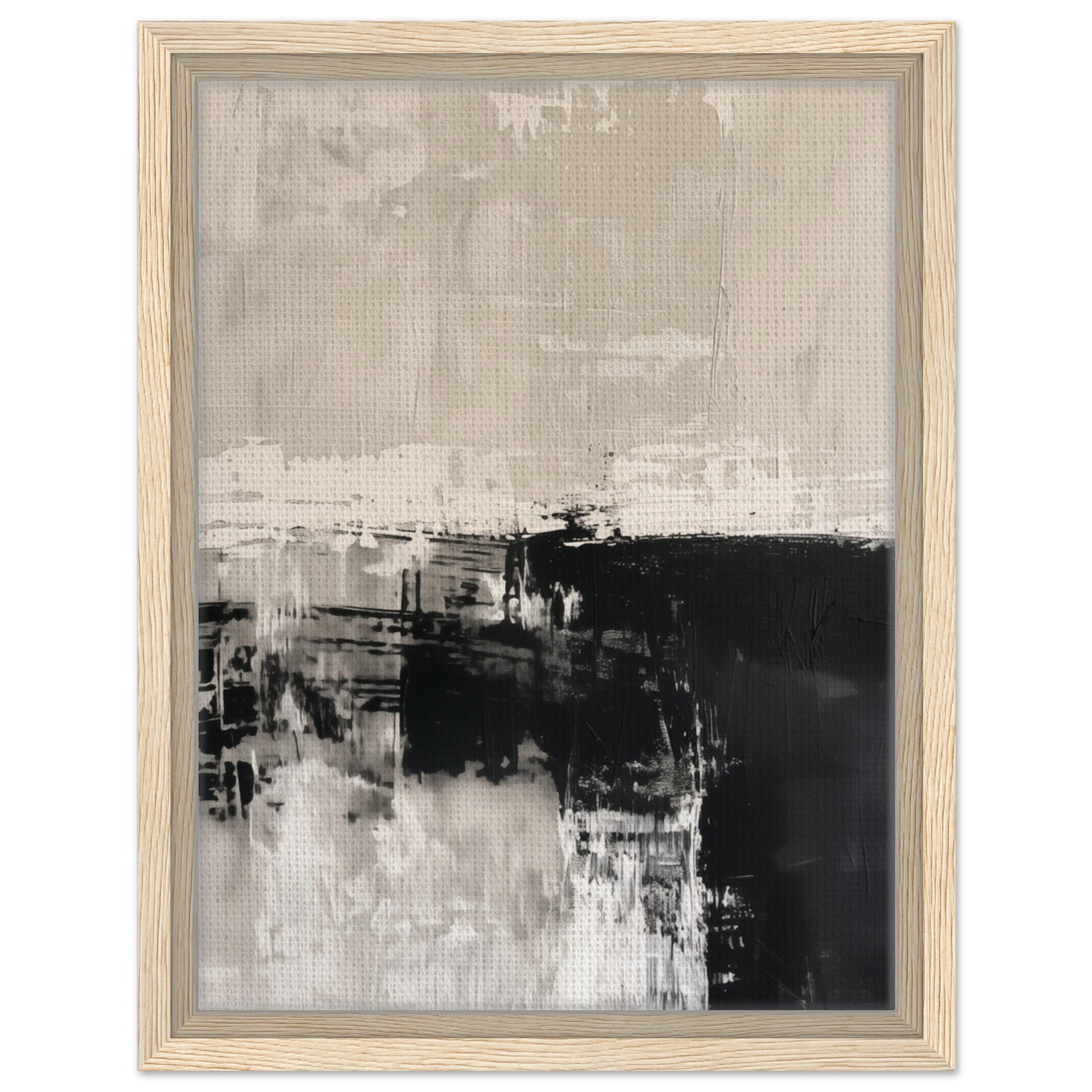 Monochrome Serenity | Gerahmte Leinwand Holzrahmen 30x40 cm - Pixara