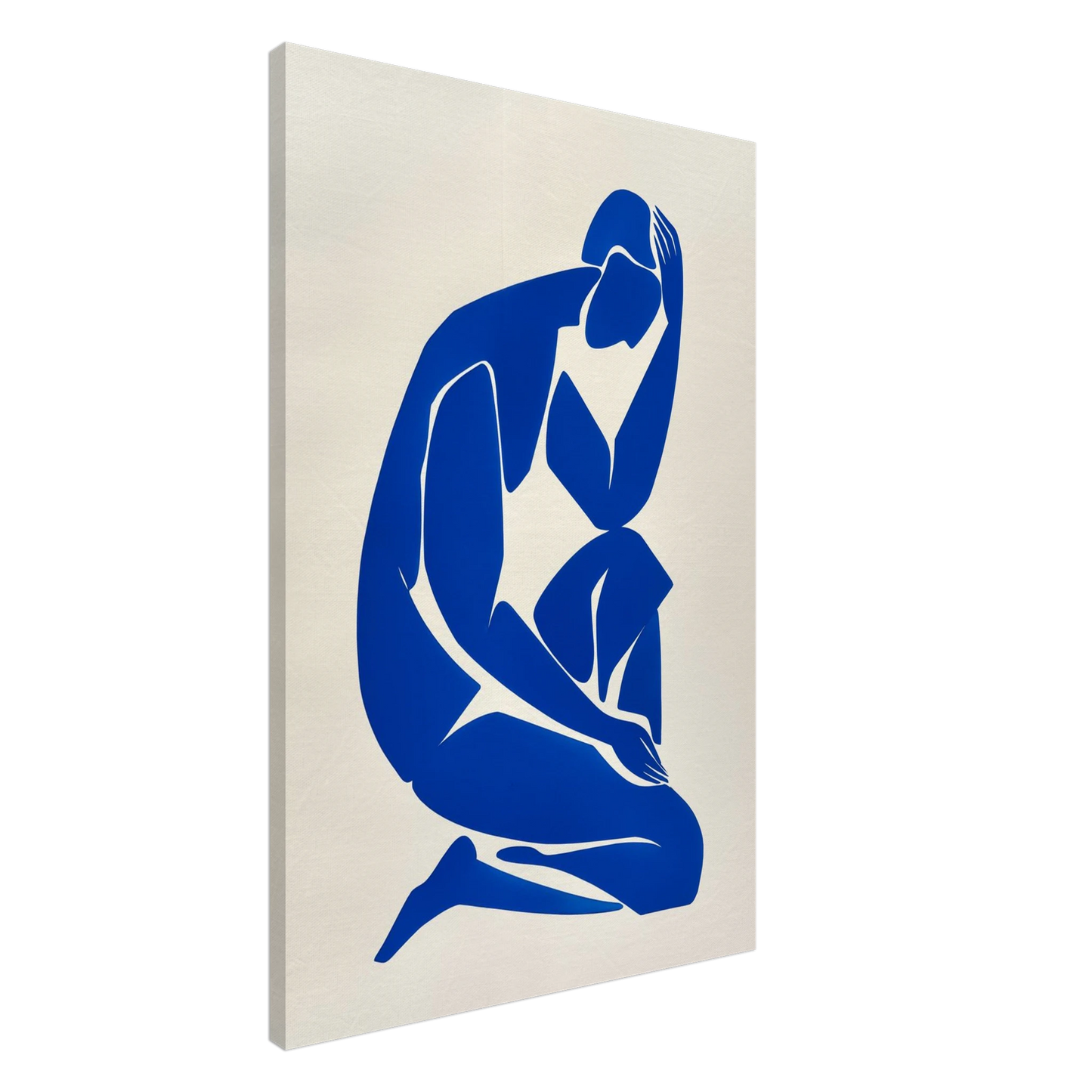 Stille Figur in Blau Leinwand 60x90 cm - Pixara