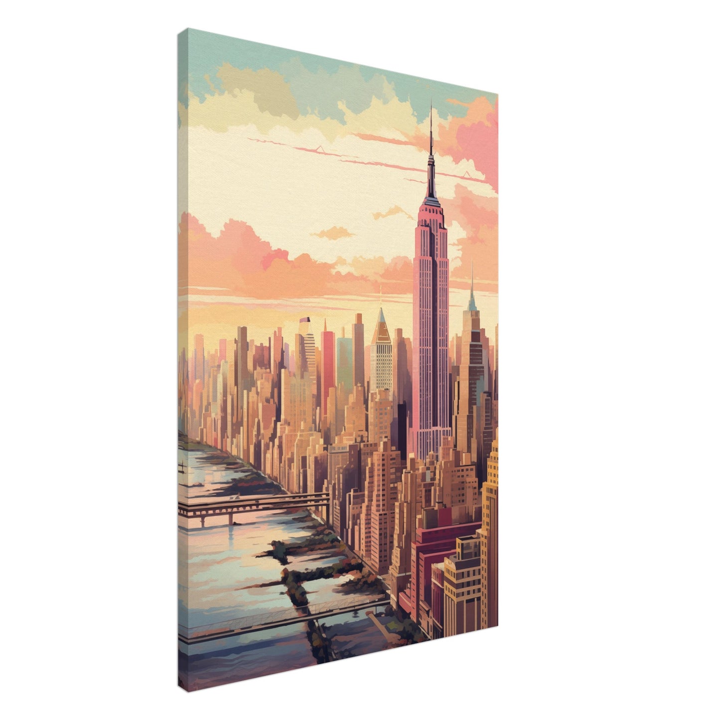 New York in Pastell Leinwand 60x90 cm - Pixara