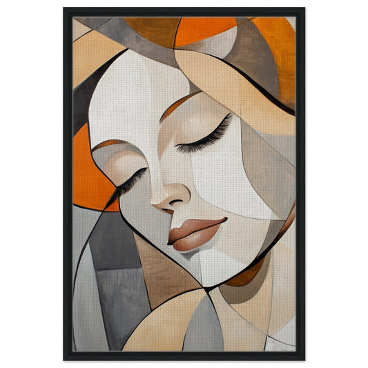 Kubistische Harmonie | Gerahmte Leinwand Schwarzer Rahmen 60x90 cm - Pixara