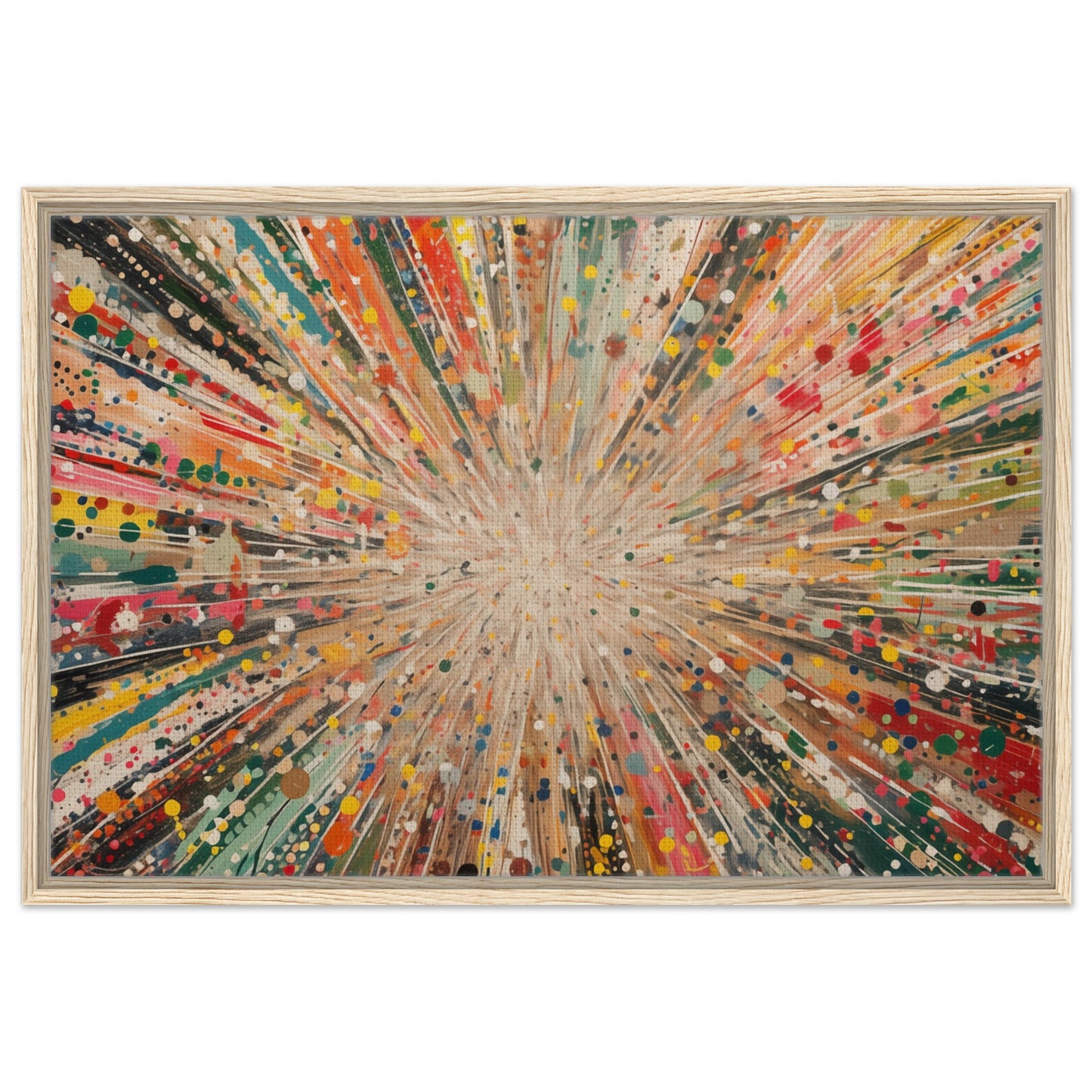 Farbenexplosion - Kunstwerk der Freude | Gerahmte Leinwand Holzrahmen 60x90 cm - Pixara