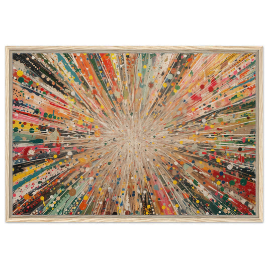 Farbenexplosion - Kunstwerk der Freude | Gerahmte Leinwand Holzrahmen 60x90 cm - Pixara