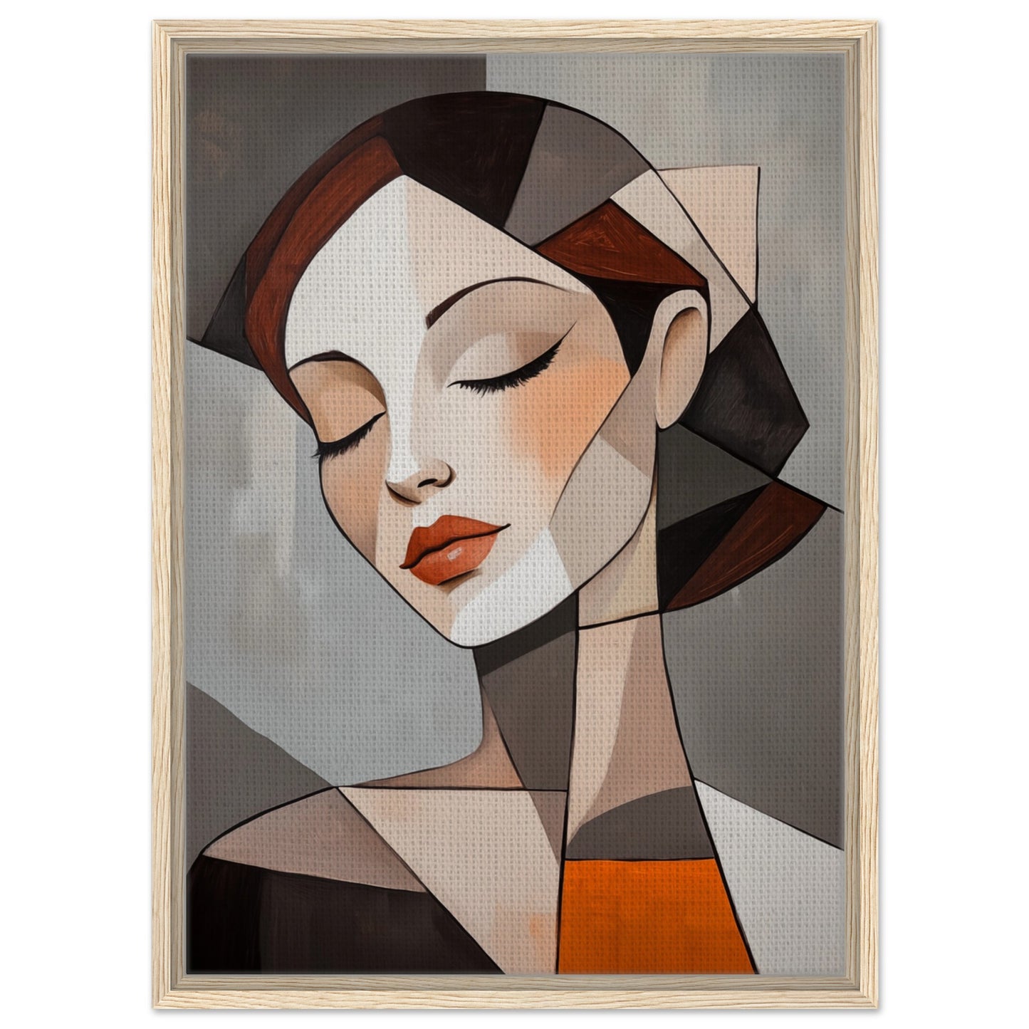 Geometrisches Porträt einer Frau | Gerahmte Leinwand Holzrahmen 50x70 cm - Pixara
