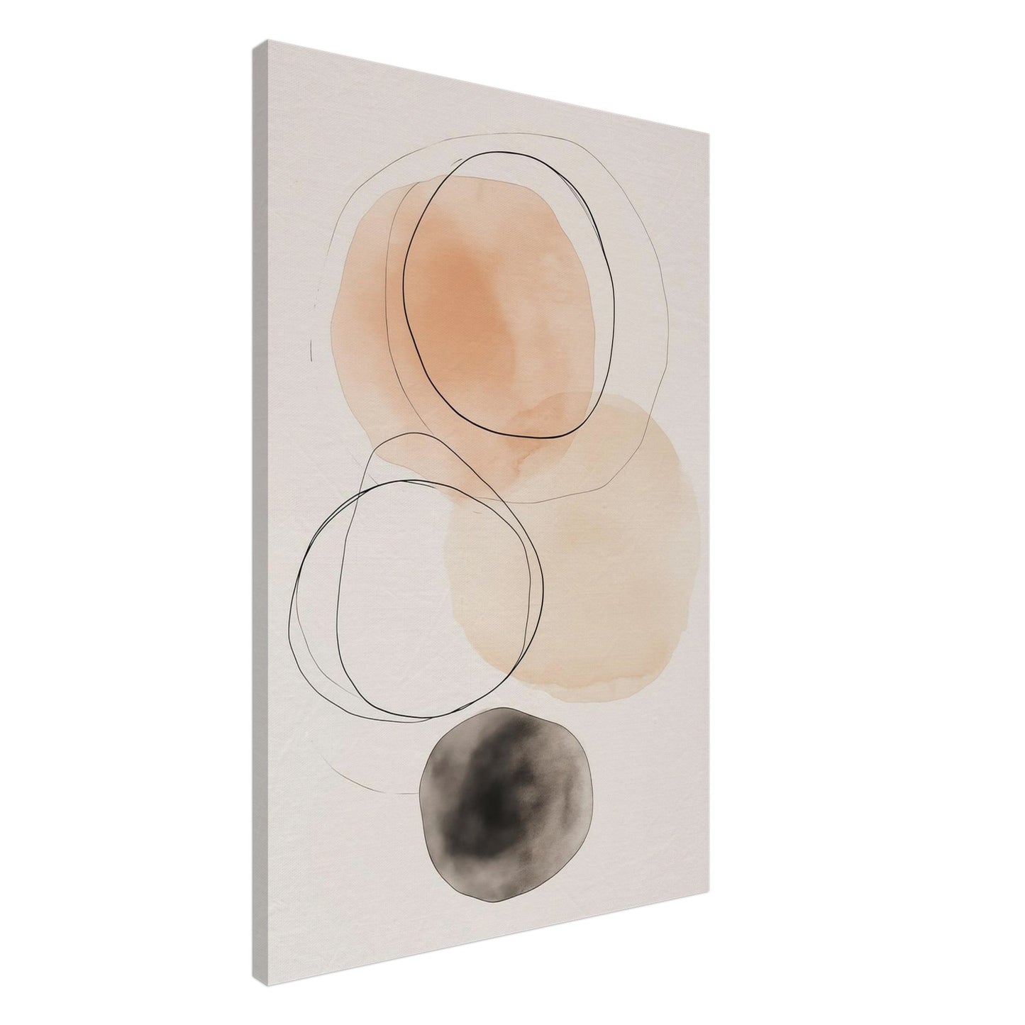 Balance der Kreise – Japandi Minimalismus Leinwand 60x90 cm - Pixara