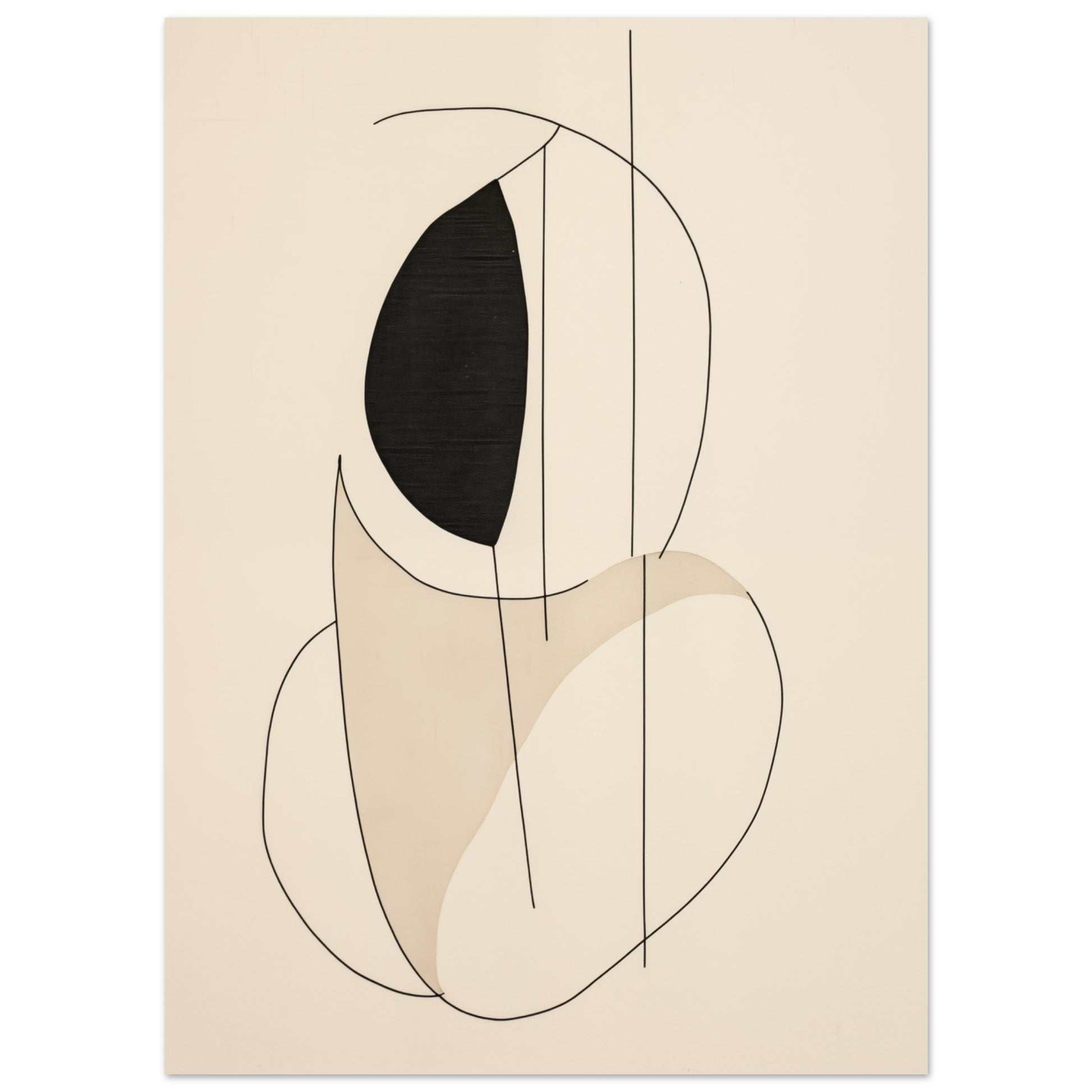 Balance der Formen – Minimalistische Linienkunst 13x18 cm - Pixara