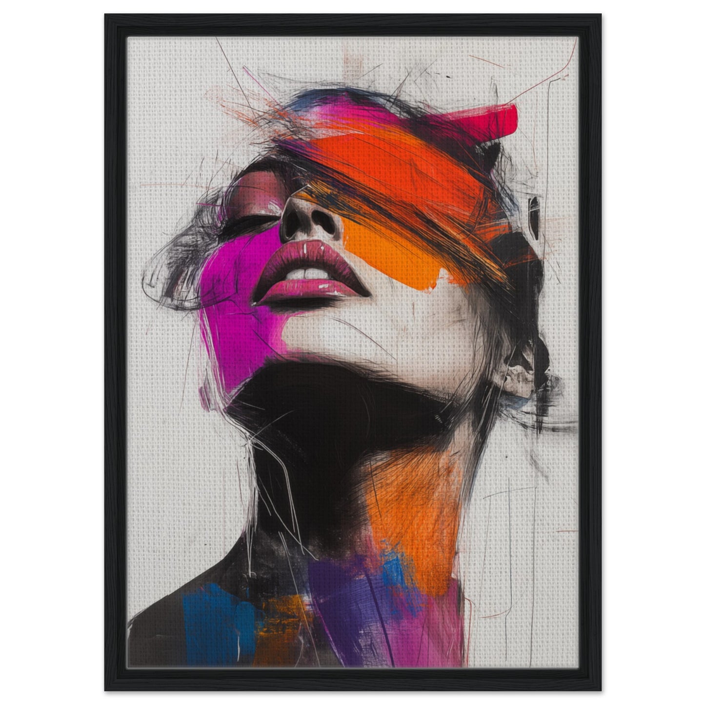 Abstrakte Farbexplosion | Gerahmte Leinwand Schwarzer Rahmen 50x70 cm - Pixara