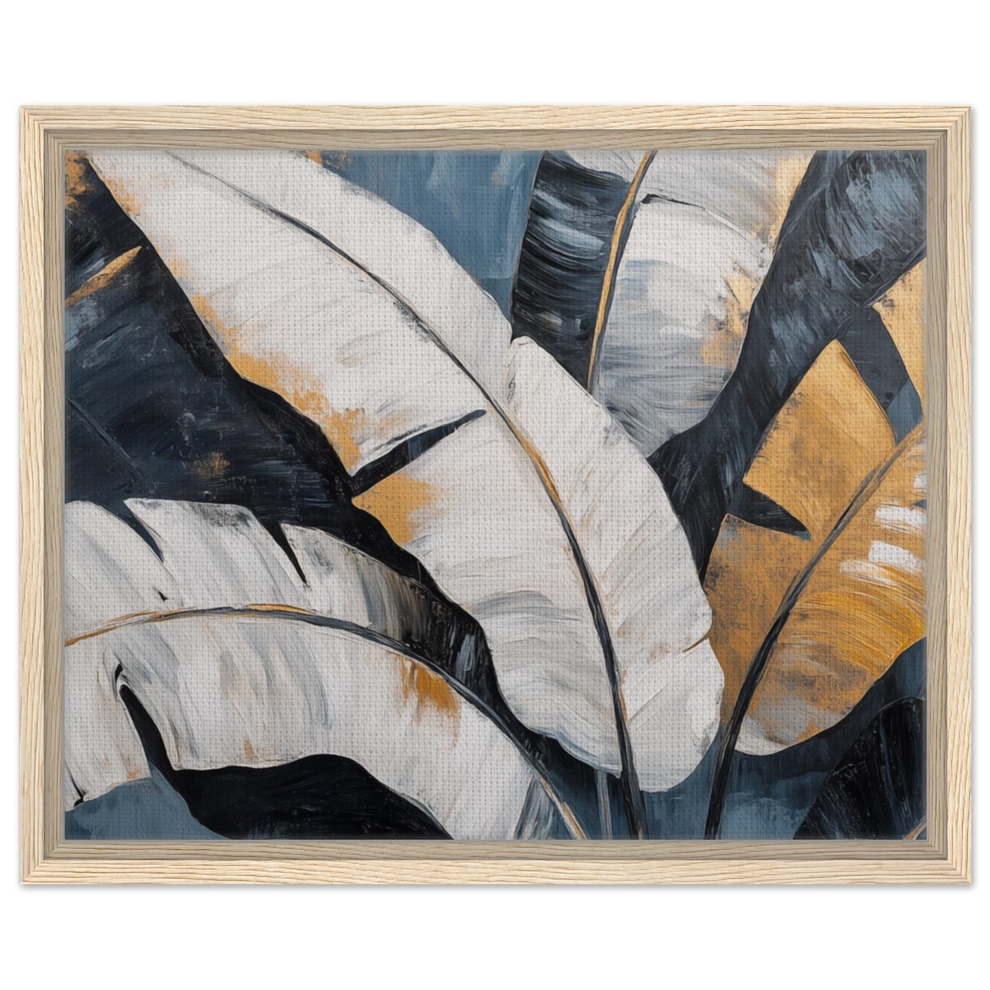 Banana Leaf Eleganz | Gerahmte Leinwand Holzrahmen 40x50 cm - Pixara