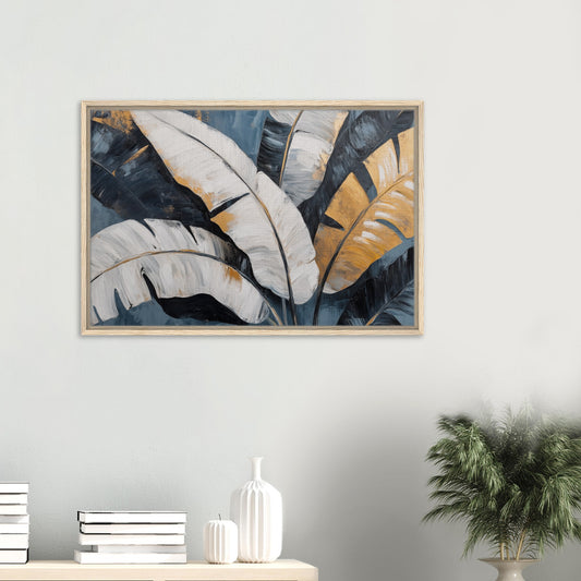 Banana Leaf Eleganz | Gerahmte Leinwand - Pixara