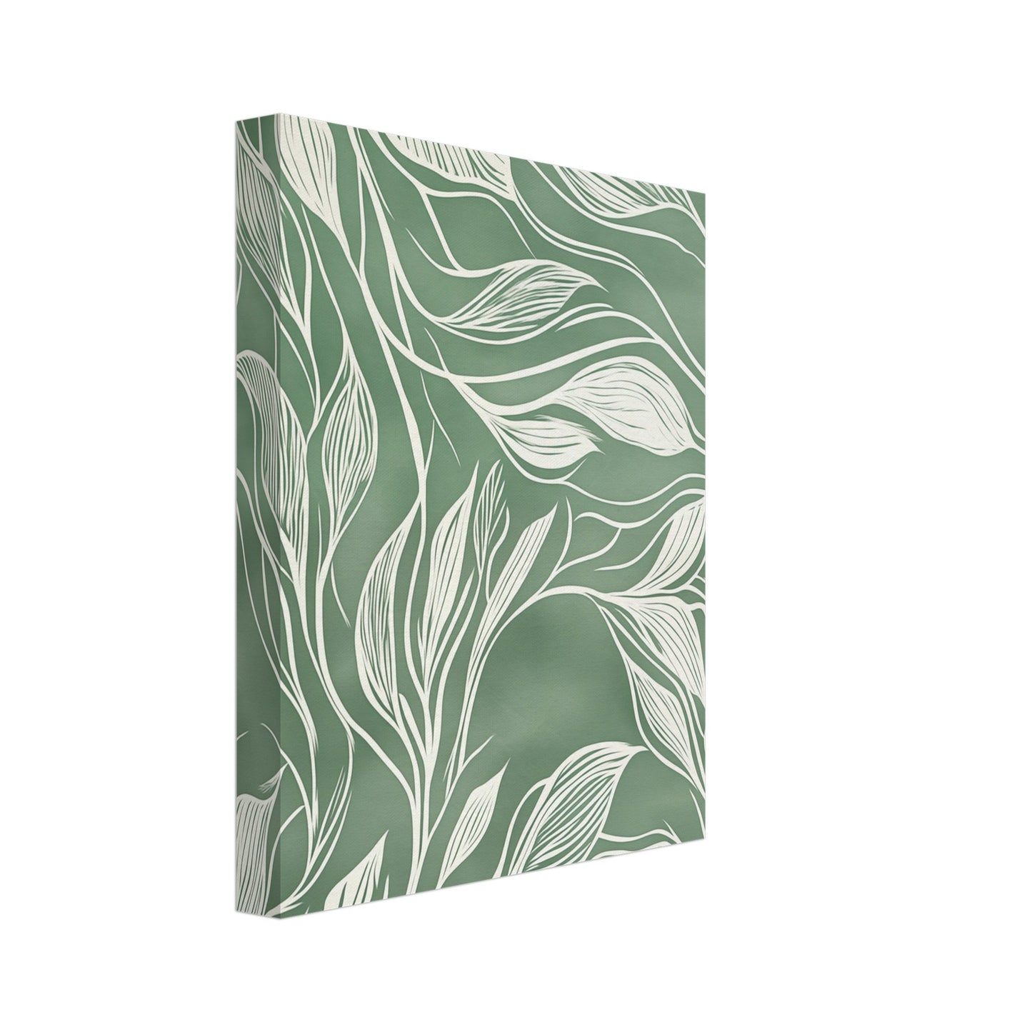 Fließende Eleganz – Abstrakte botanische Linienkunst Leinwand 20x25 cm - Pixara
