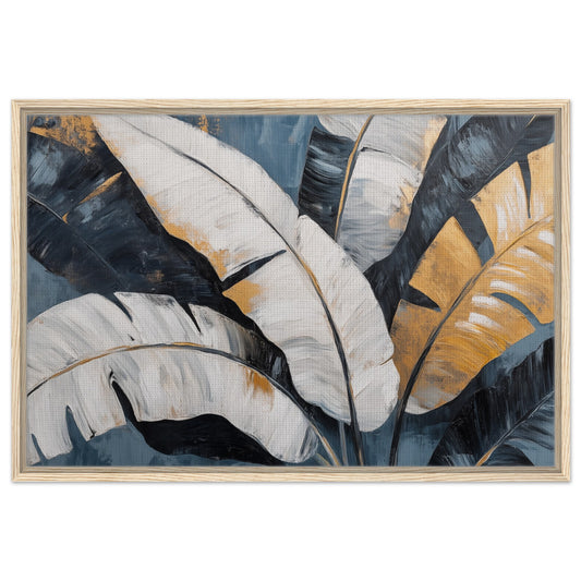 Banana Leaf Eleganz | Gerahmte Leinwand Holzrahmen 60x90 cm - Pixara