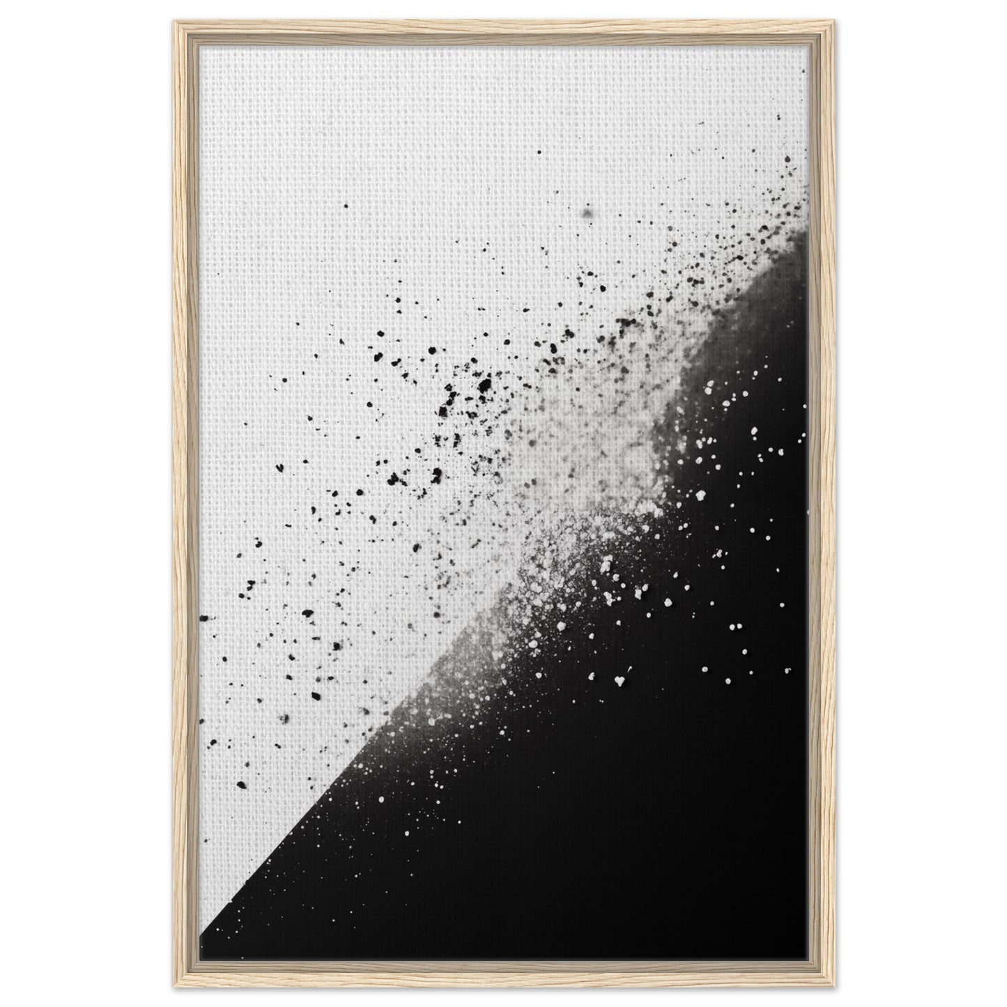 Schwarz-Weiß-Splitter 1 | Gerahmte Leinwand Holzrahmen 60x90 cm - Pixara