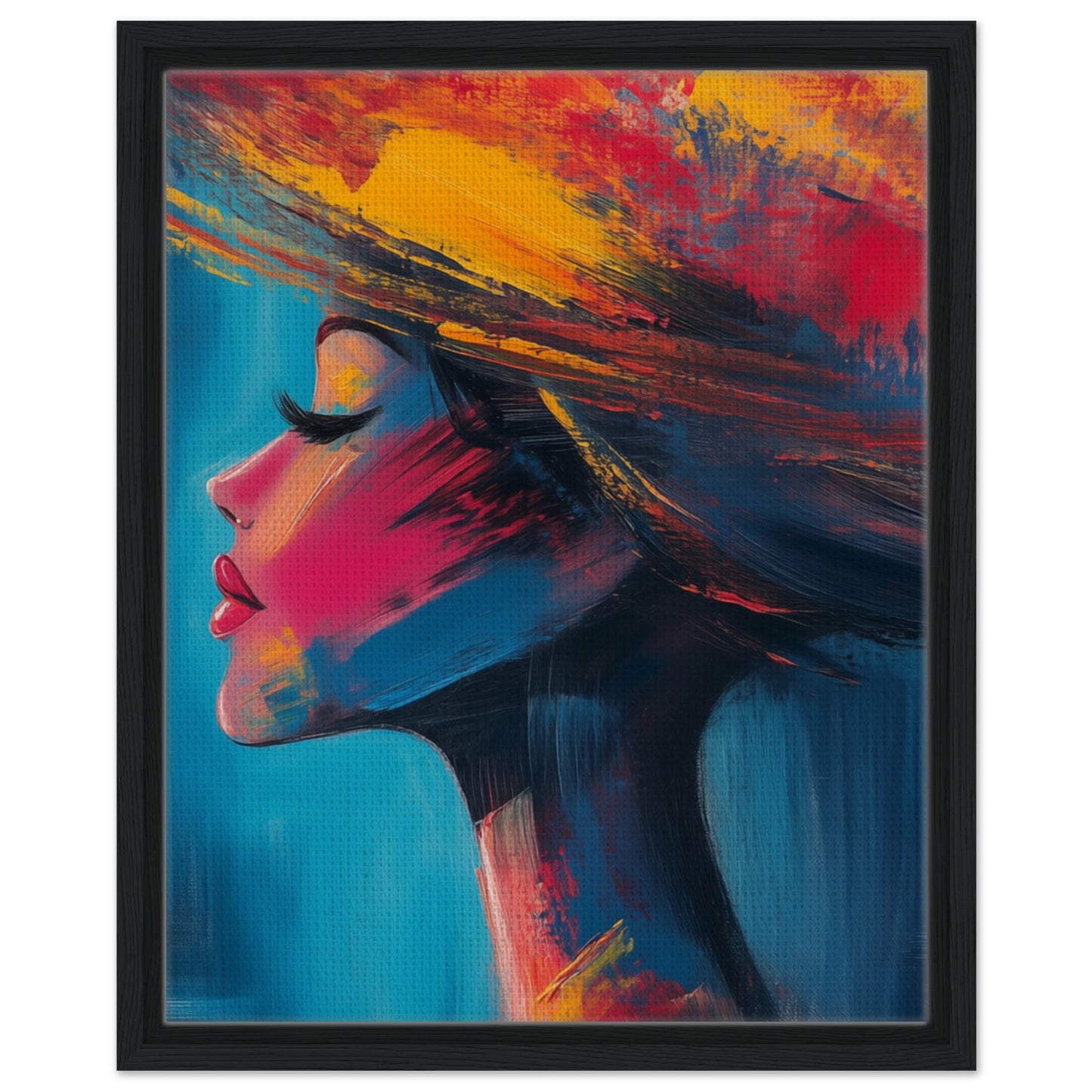 Abstrakte Eleganz in lebendigen Farben | Gerahmte Leinwand Schwarzer Rahmen 40x50 cm - Pixara