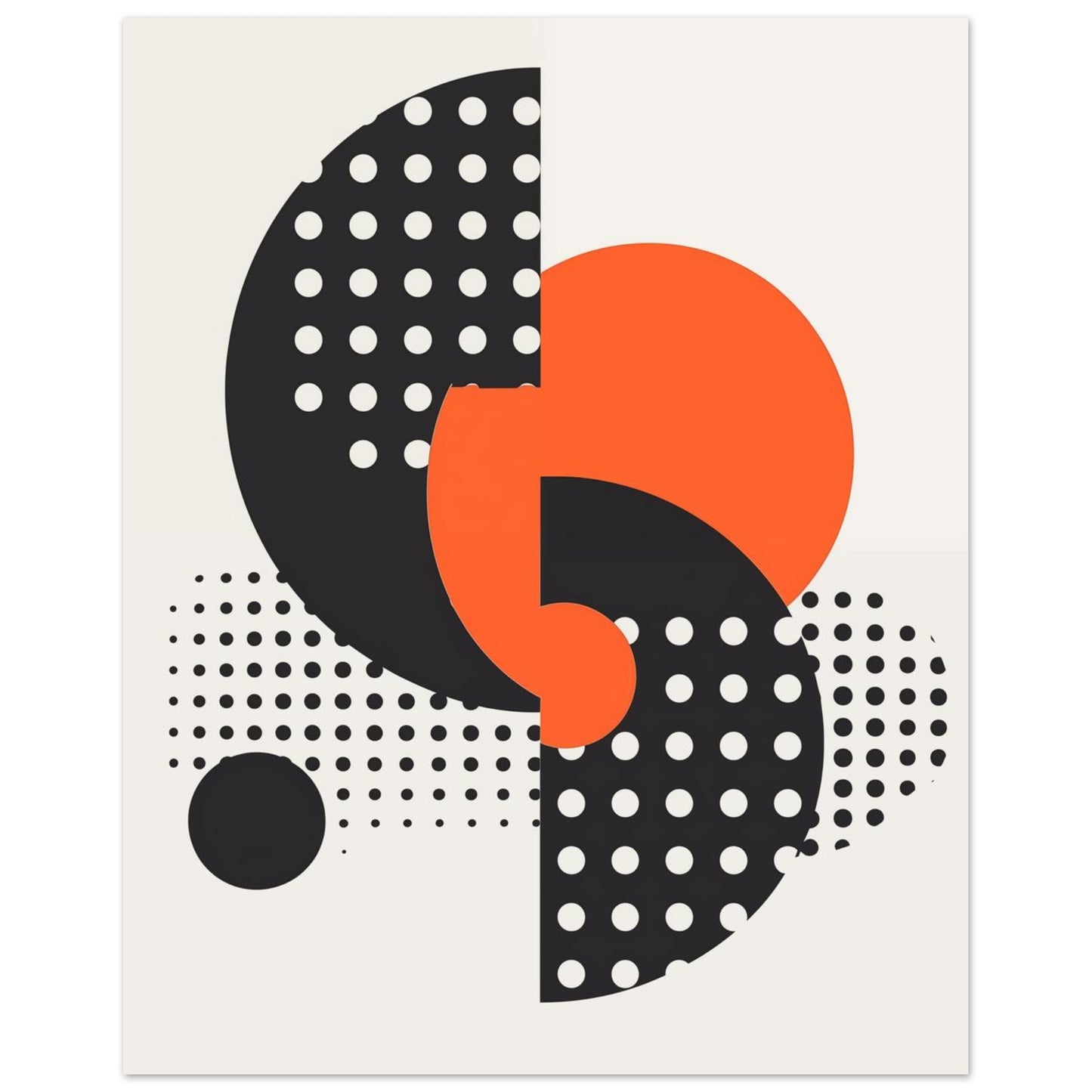 Geometrisches Design mit schwarzen Punkten und orangen Kreisen 40x50 cm - Pixara