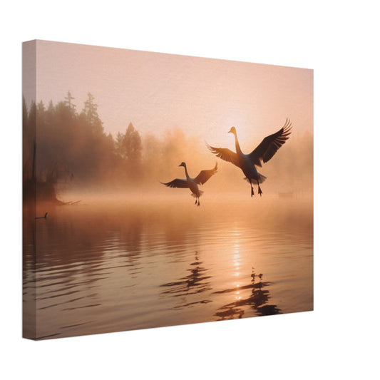 Morgendämmerung am See Leinwand 30x40 cm - Pixara