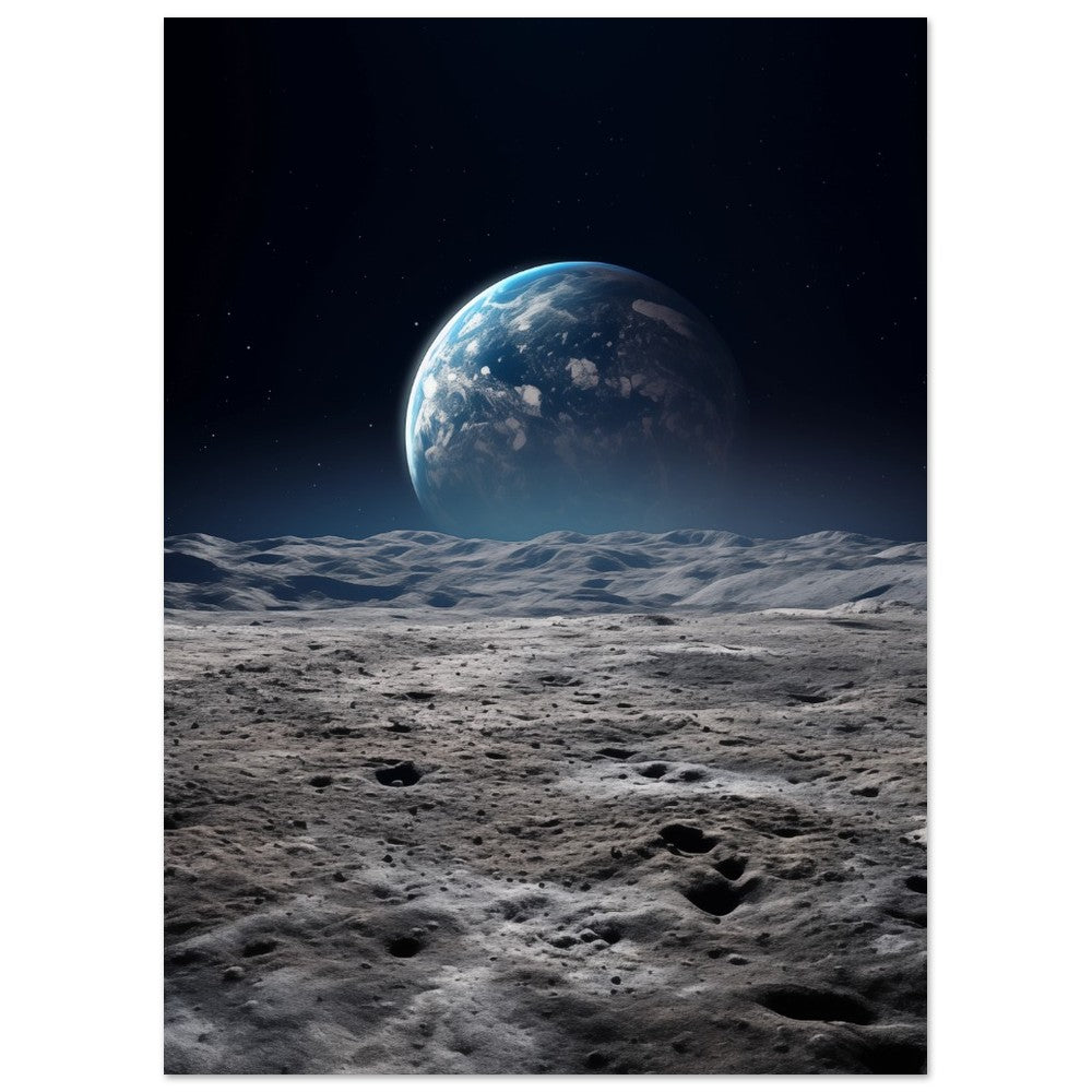 Mondlandschaft mit Erdsicht Poster 13x18 cm - Pixara