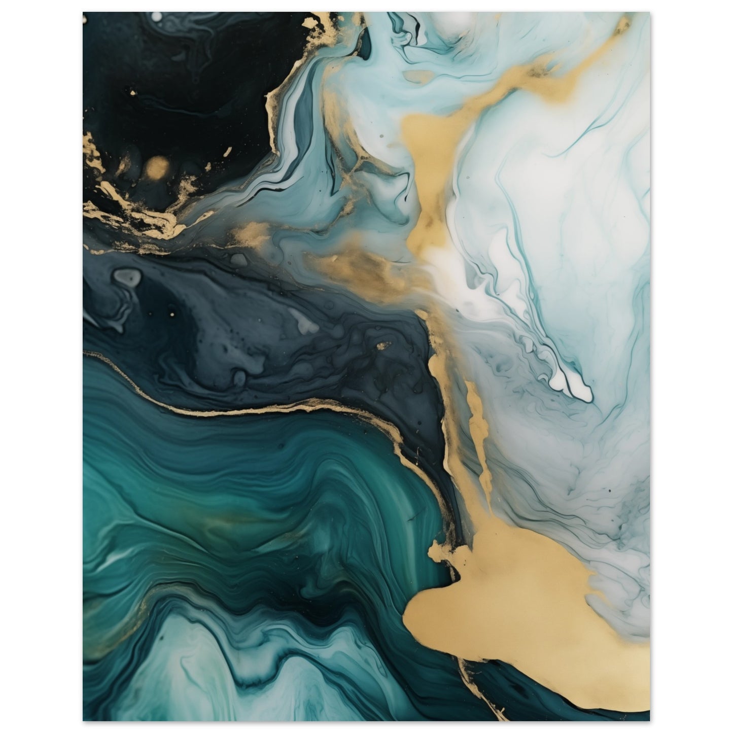 Azure Gold Swirl Poster 20x25 cm - Pixara
