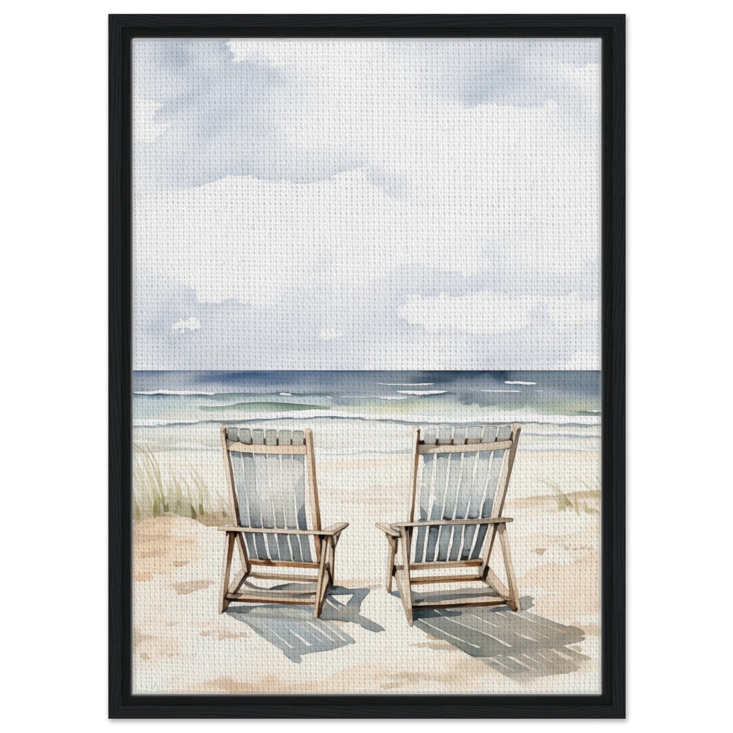 Strandruhe | Gerahmte Leinwand Schwarzer Rahmen 50x70 cm - Pixara