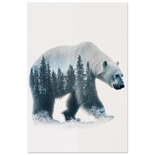 Eisbär im mystischen Winterwald 60x90 cm - Pixara