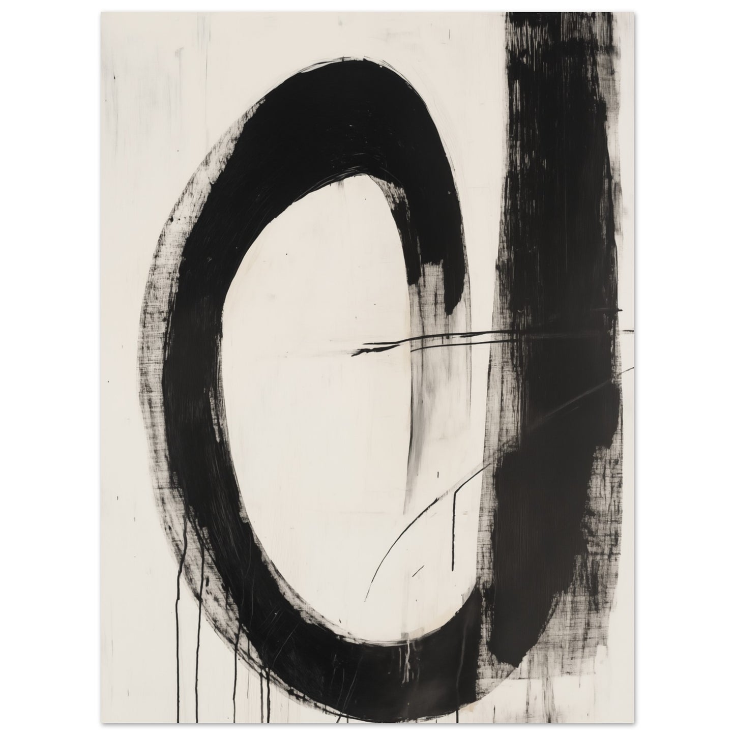 Dynamik in Schwarz & Weiß – Abstrakte Tintenkomposition 30x40 cm - Pixara