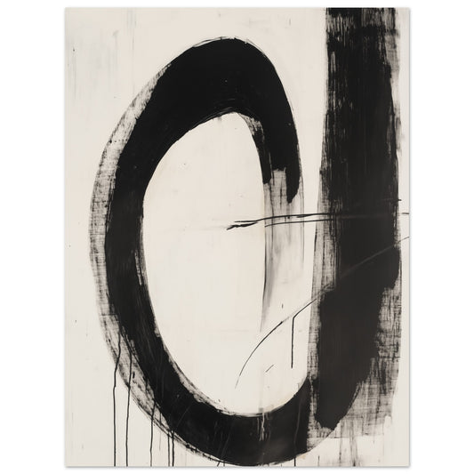 Dynamik in Schwarz & Weiß – Abstrakte Tintenkomposition 30x40 cm - Pixara