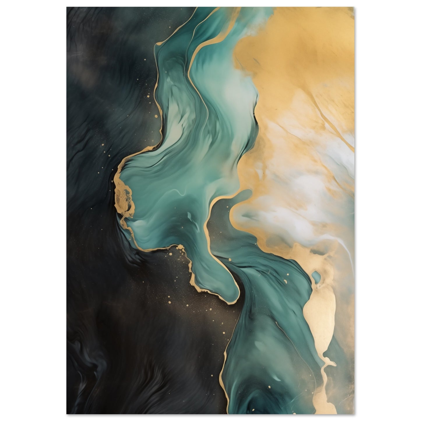 Celestial Aqua Flow Poster A4 21x29.7 cm - Pixara