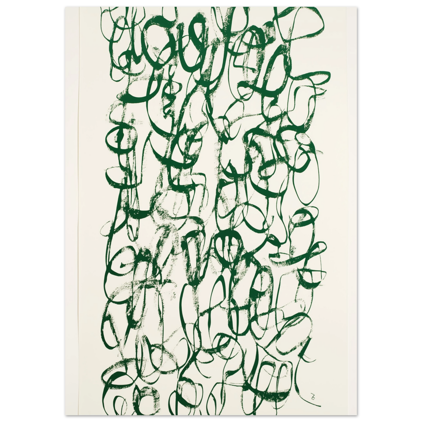 Verworrene Gedanken – Abstrakte grüne Kalligrafie Poster 50x70 cm - Pixara