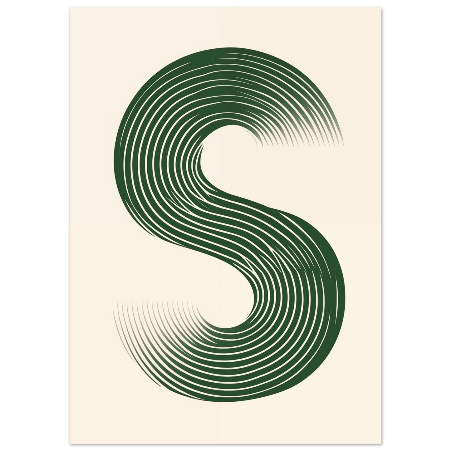 Minimalistisches S-Design in Grün und Weiß 50x70 cm - Pixara