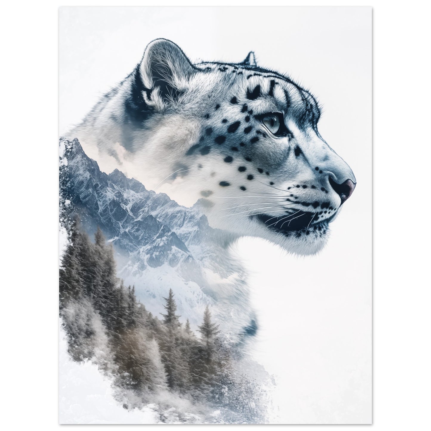 Schneeleopard mit majestätischen Berggipfeln 30x40 cm - Pixara