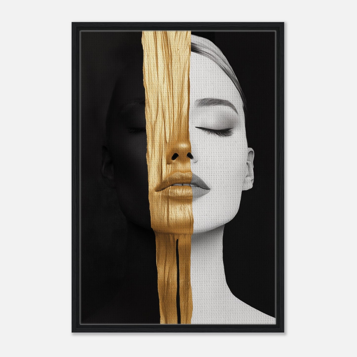 Goldene Dualität | Gerahmte Leinwand - Pixara