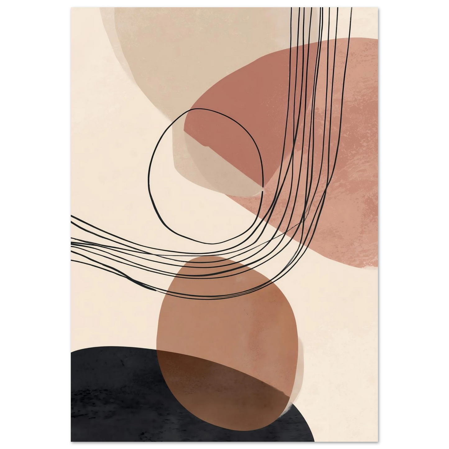 Modern Shapes II – Abstrakte Balance in warmen Tönen Poster 21x29.7 cm - Pixara