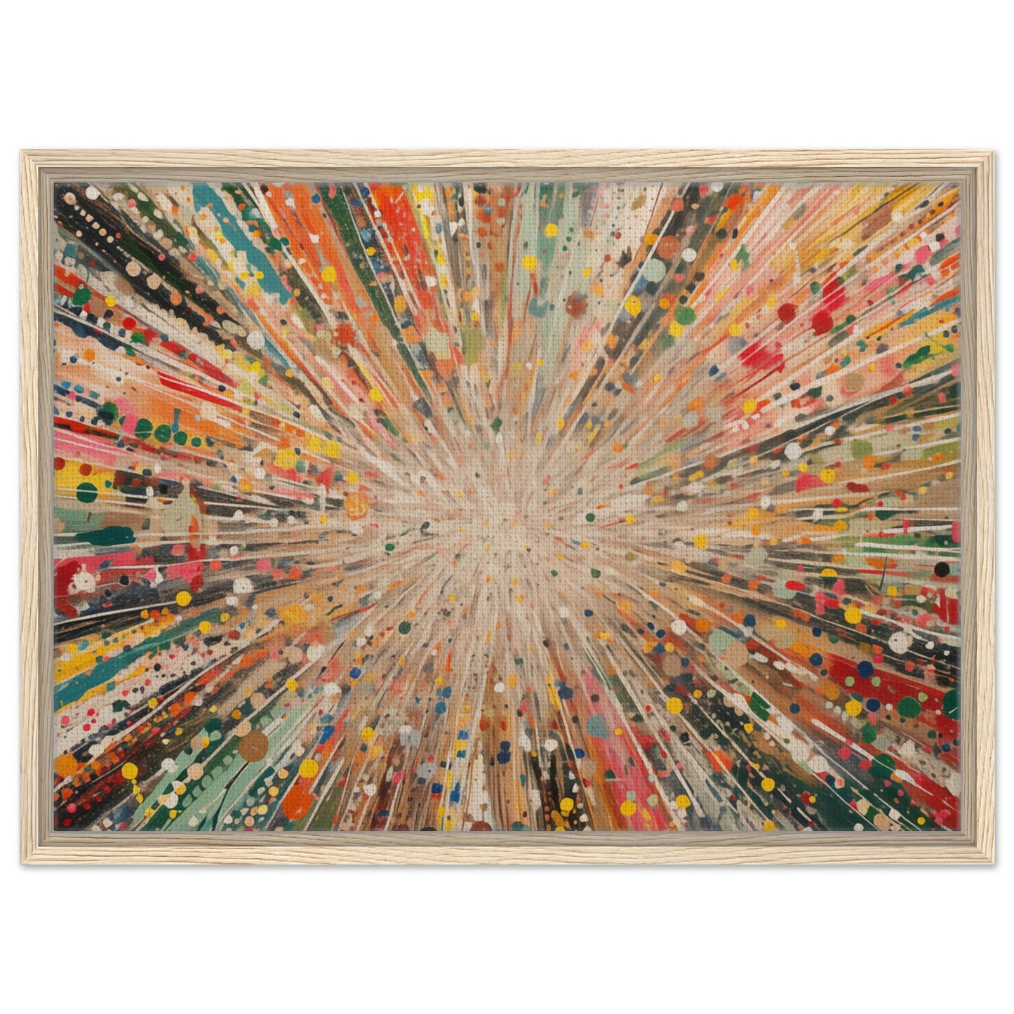 Farbenexplosion - Kunstwerk der Freude | Gerahmte Leinwand Holzrahmen 50x70 cm - Pixara