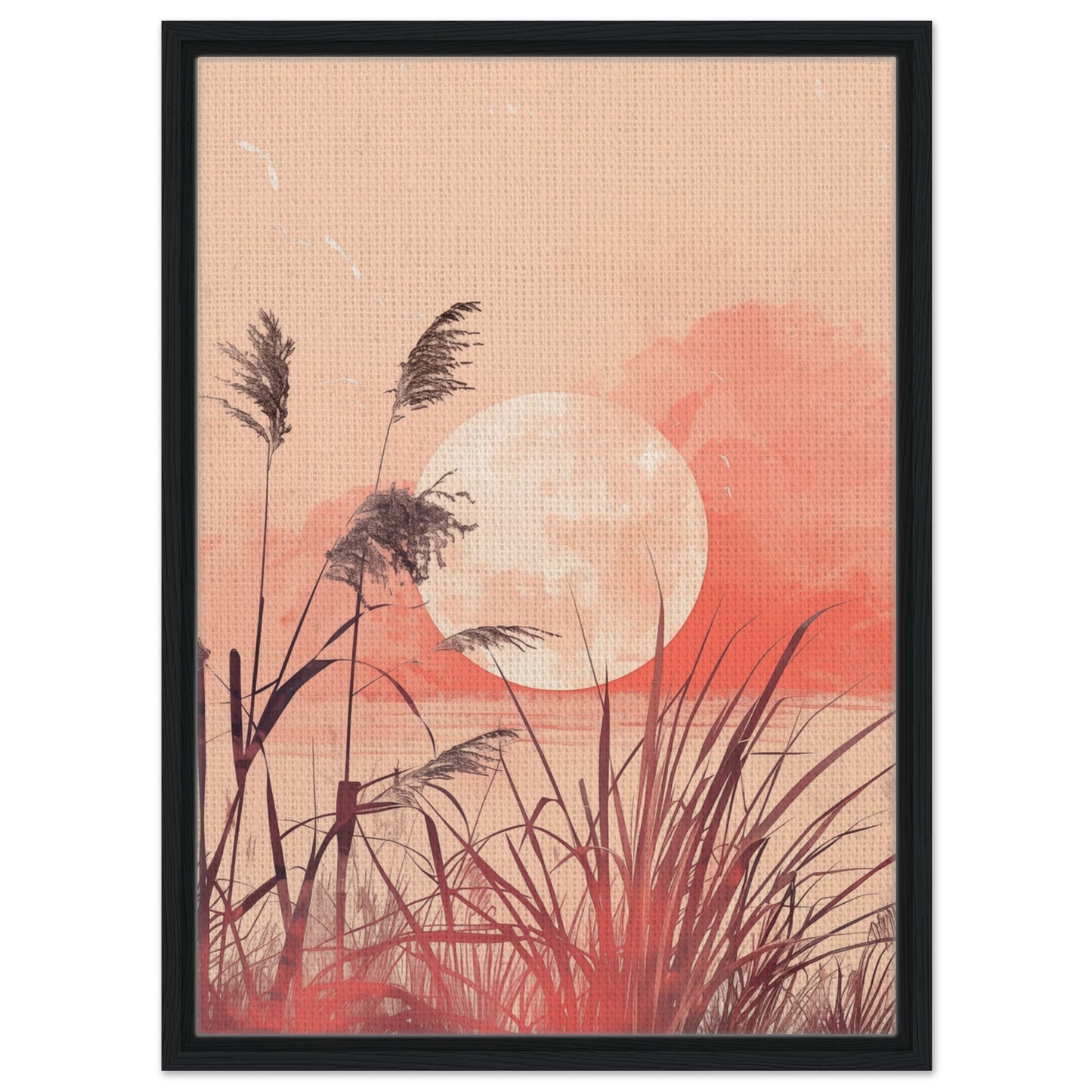 Mondlichtgräser | Gerahmte Leinwand Schwarzer Rahmen 50x70 cm - Pixara