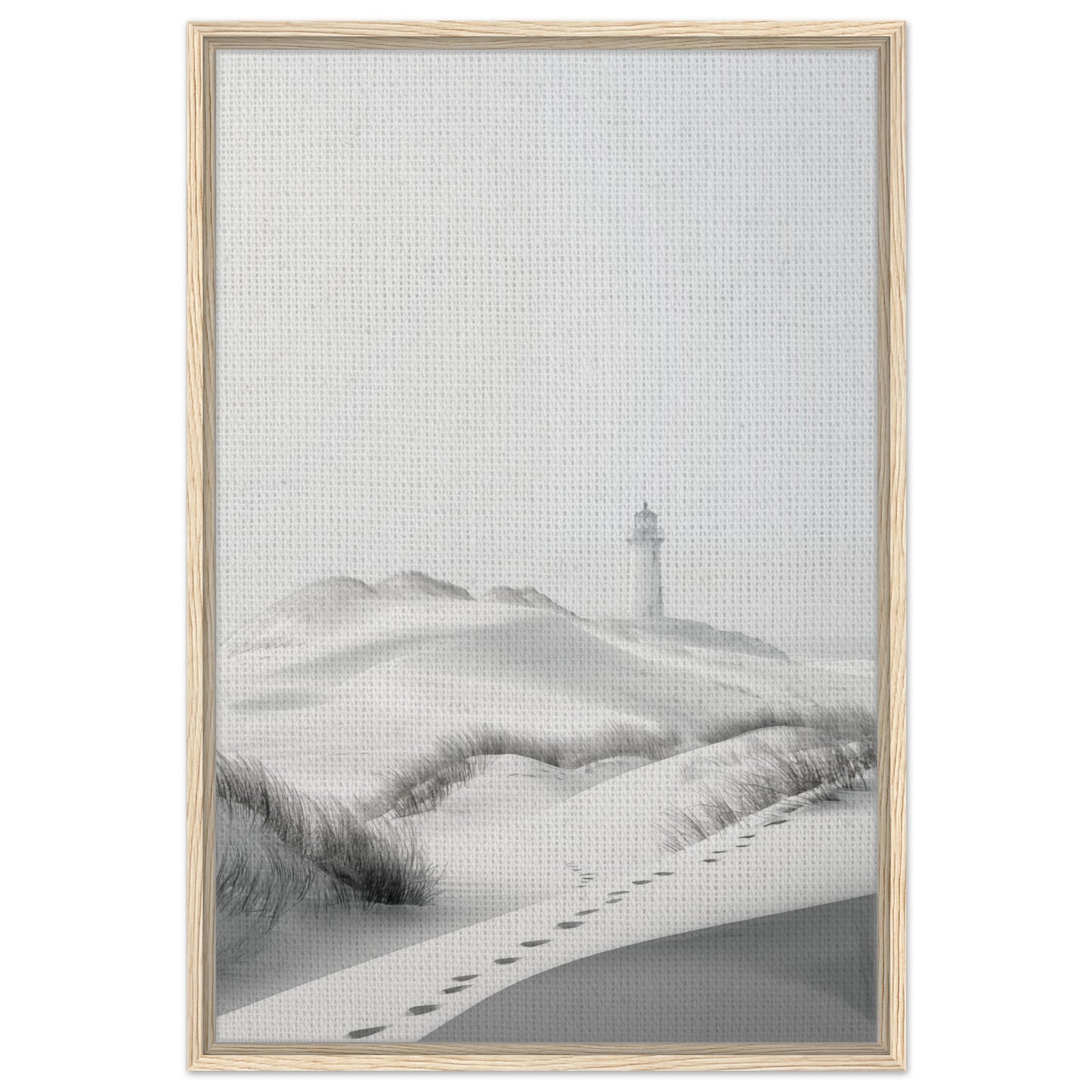 Leuchtturm in den Dünen | Gerahmte Leinwand Holzrahmen 60x90 cm - Pixara