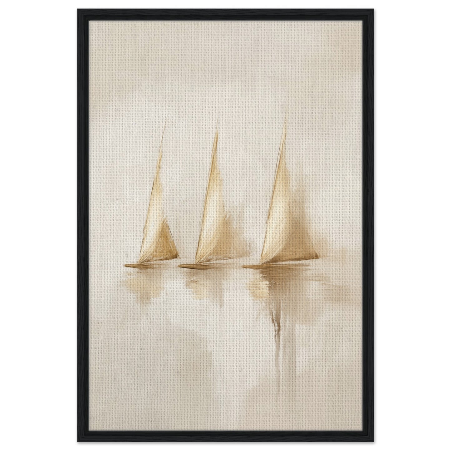 Ruhige Segel | Gerahmte Leinwand Schwarzer Rahmen 60x90 cm - Pixara