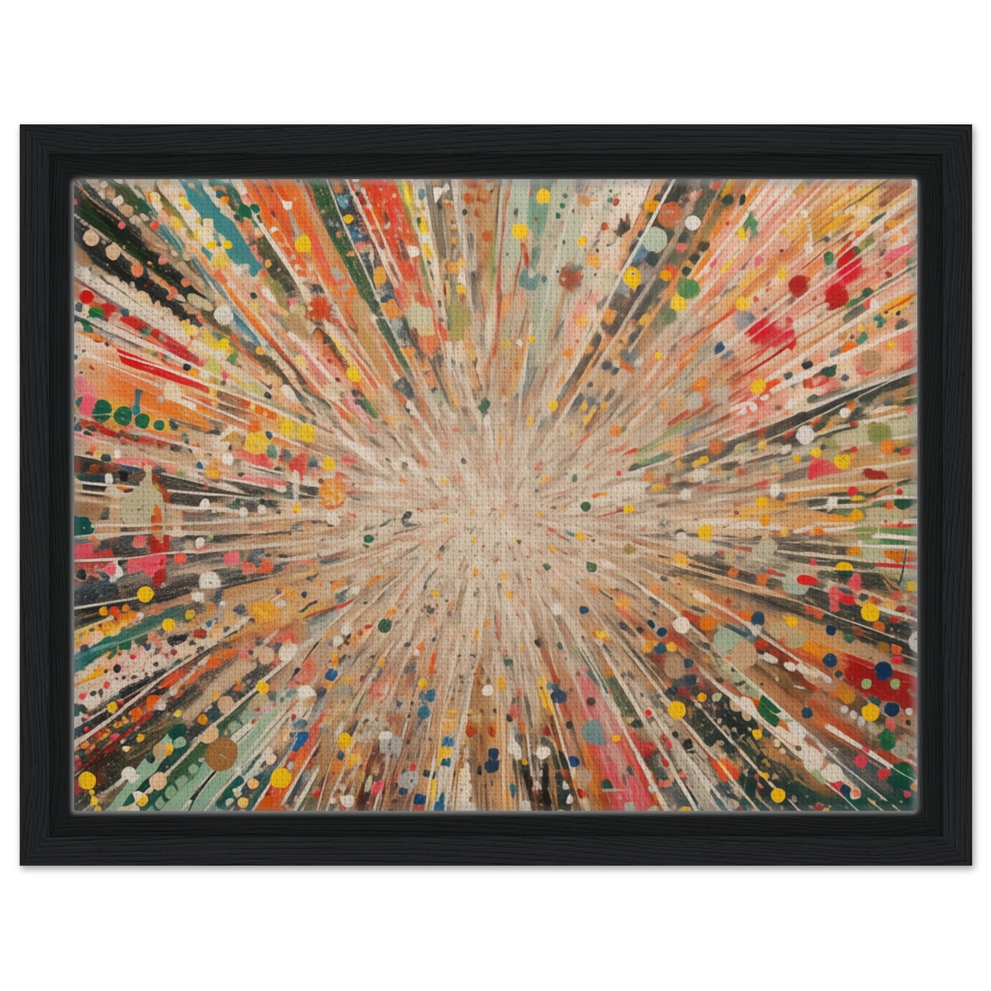 Farbenexplosion - Kunstwerk der Freude | Gerahmte Leinwand Schwarzer Rahmen 30x40 cm - Pixara