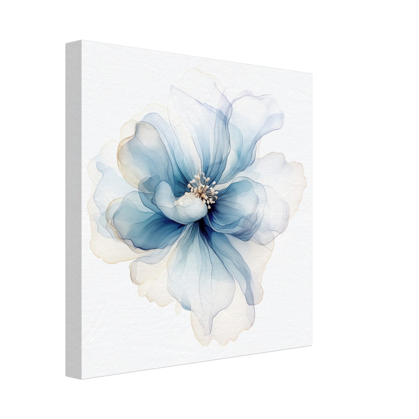 Aquarellblüte in Blau Leinwand 30x30 cm - Pixara