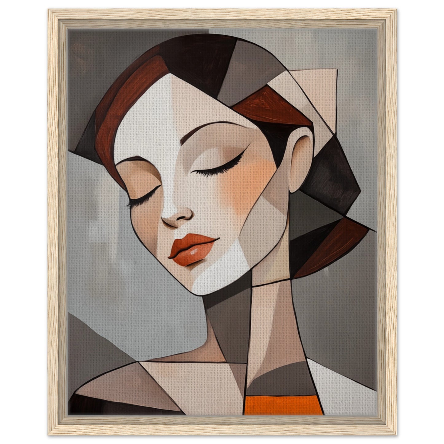 Geometrisches Porträt einer Frau | Gerahmte Leinwand Holzrahmen 40x50 cm - Pixara