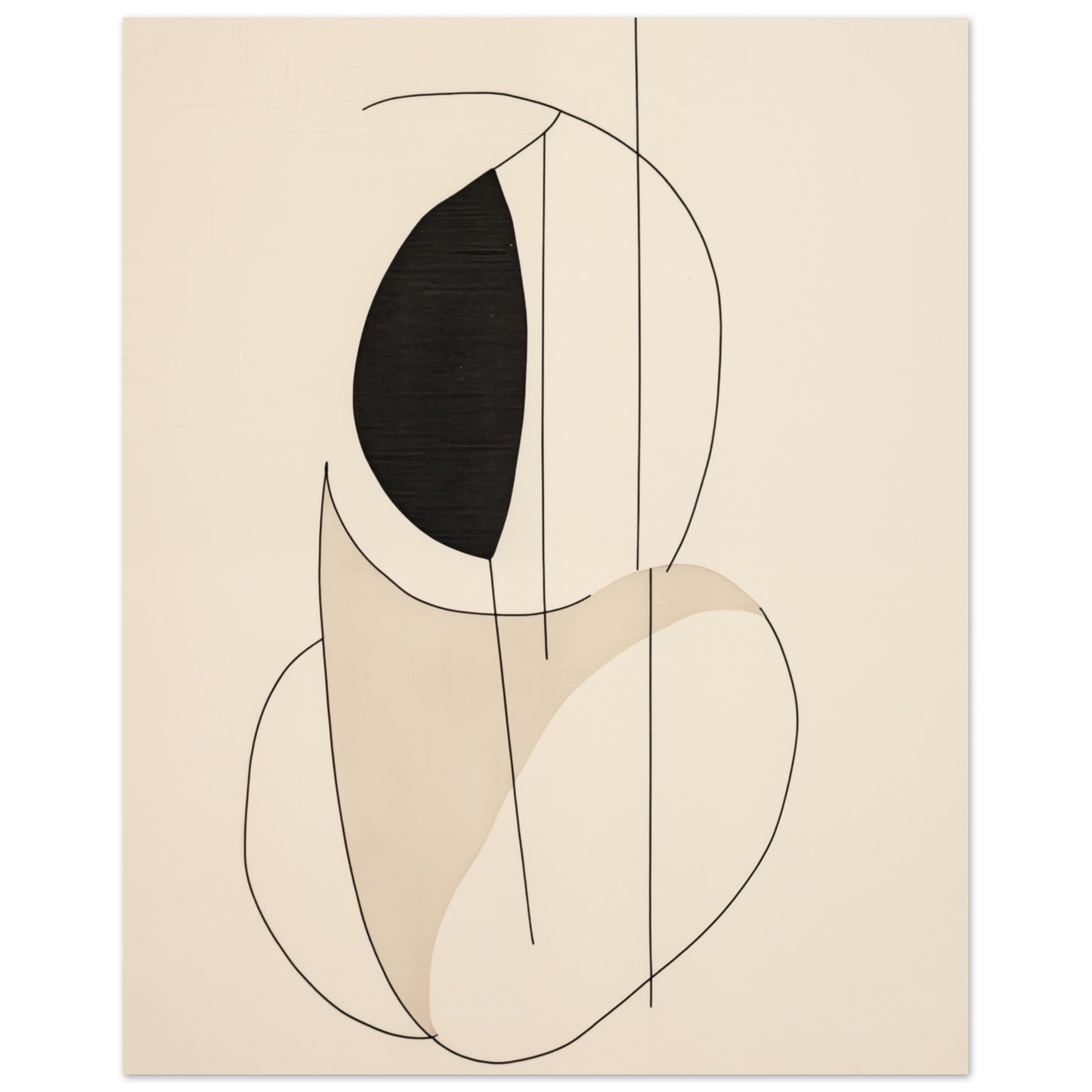 Balance der Formen – Minimalistische Linienkunst 40x50 cm - Pixara