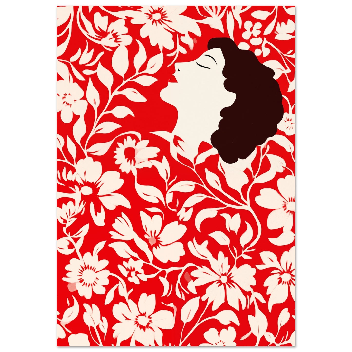 Blossom Dreams – Florale Kunst mit weiblicher Silhouette 70x100 cm - Pixara