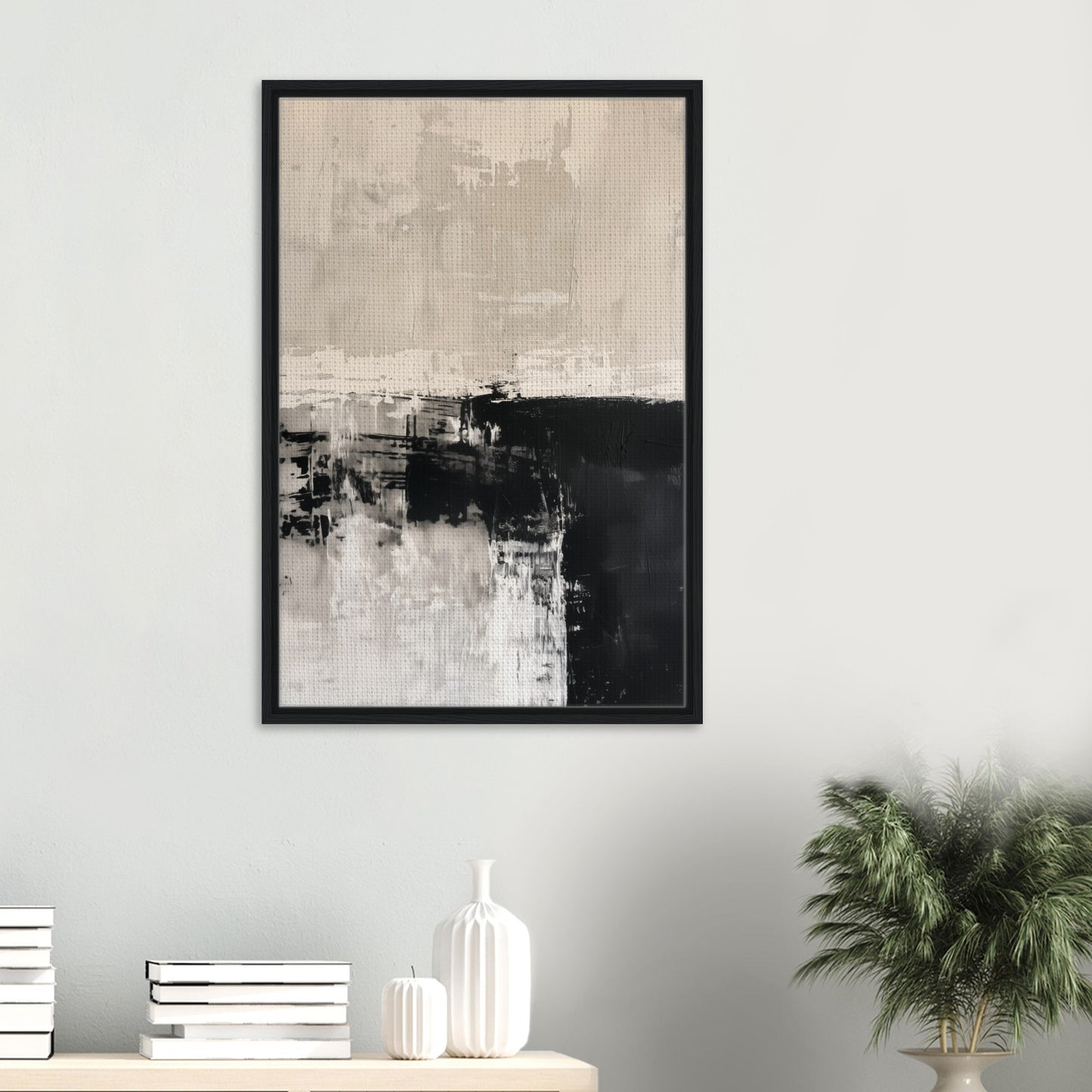 Monochrome Serenity | Gerahmte Leinwand - Pixara