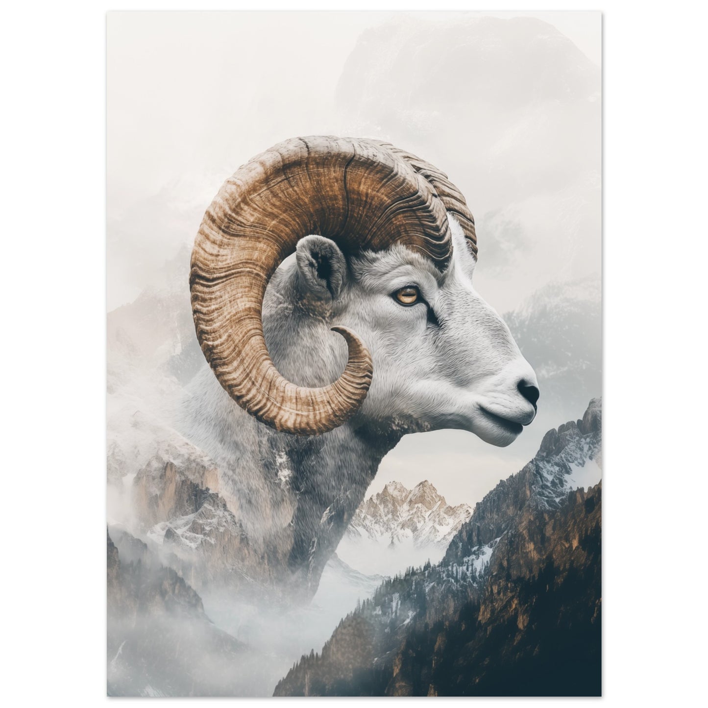 Majestatischer Steinbock – Kunstvolle Doppelbelichtung 13x18 cm - Pixara
