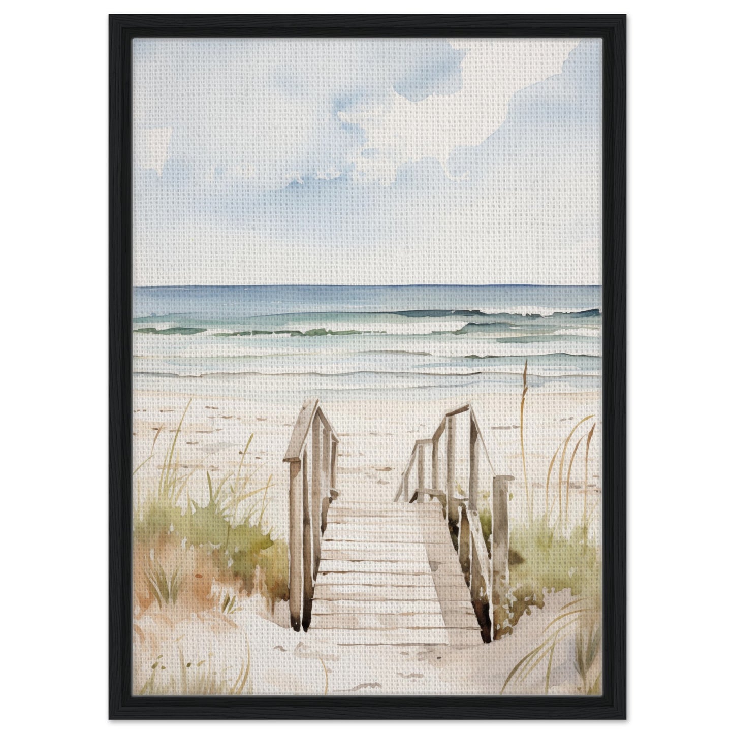 Strandzugang | Gerahmte Leinwand Schwarzer Rahmen 50x70 cm - Pixara